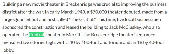 Central Theater - Goodspeeds Gratiot County Historical Blog (newer photo)